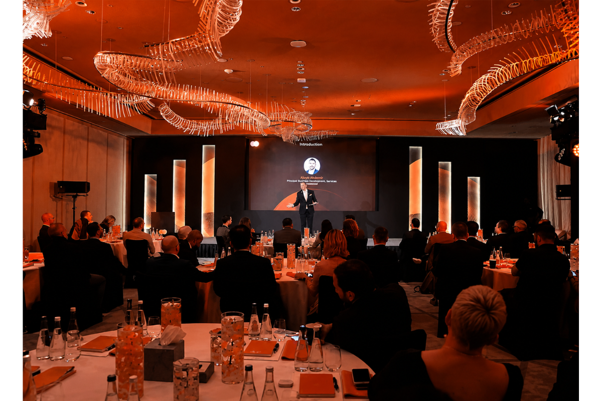 Professional event production team managing a corporate event in the UAE