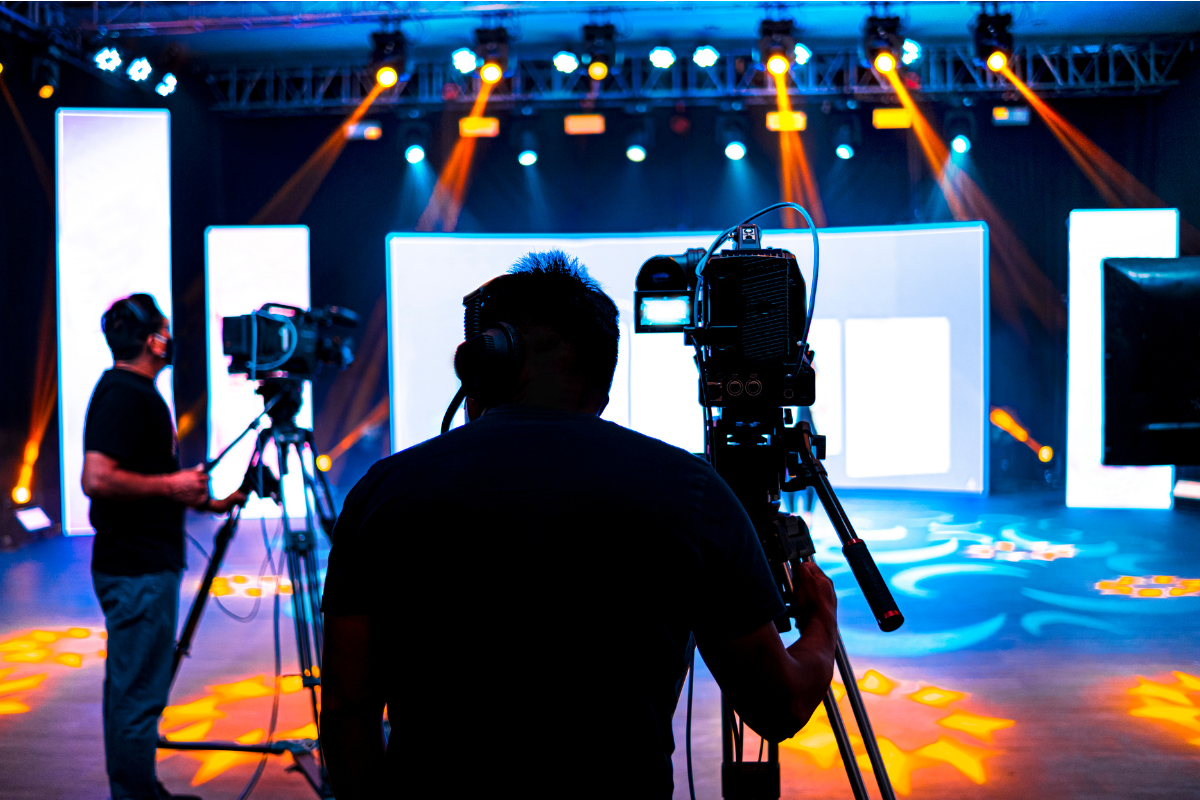 Professional event production team managing a corporate event in the UAE