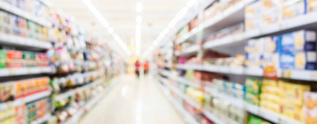 Abstract blur supermarket and retail store in shopping mall interior for background